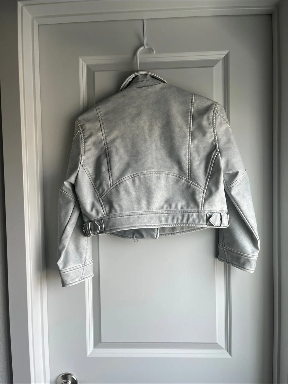 Zara Metallic Silver Cropped Moto Jacket